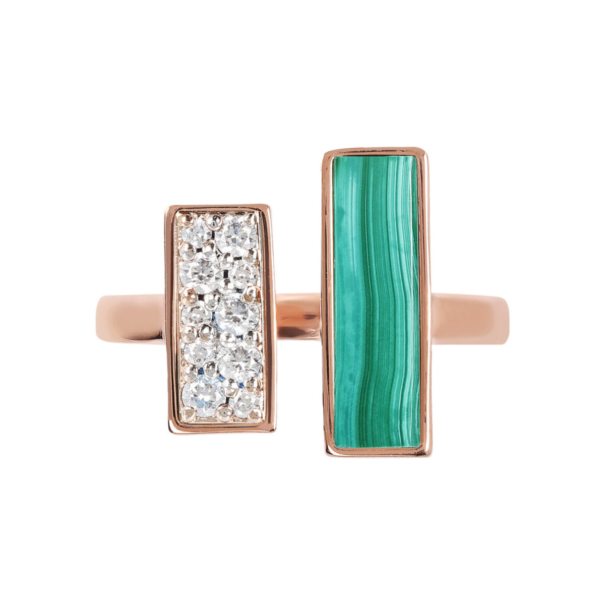 Contrarié Ring with Natural Stone and Cubic Zirconia