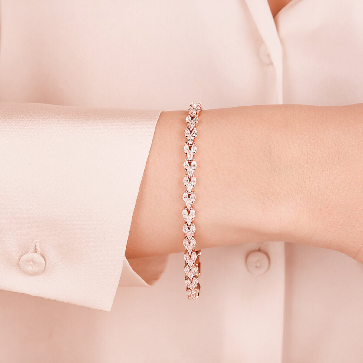 Braid Design Tennis Bracelet with Cubic Zirconia