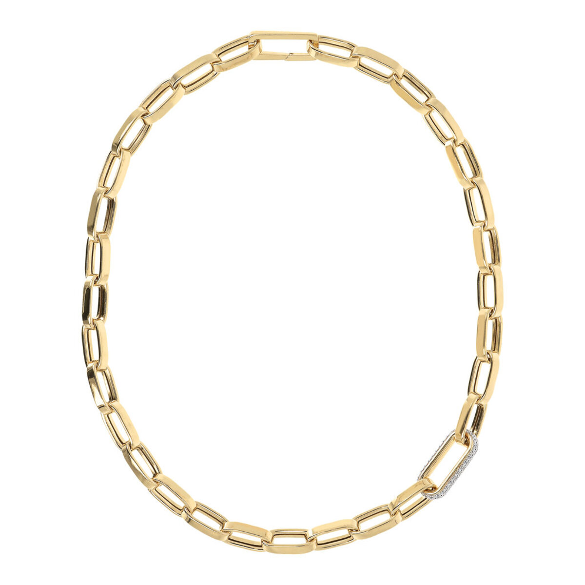Golden Necklace Thick Forzatina Chain and Pavé Detail