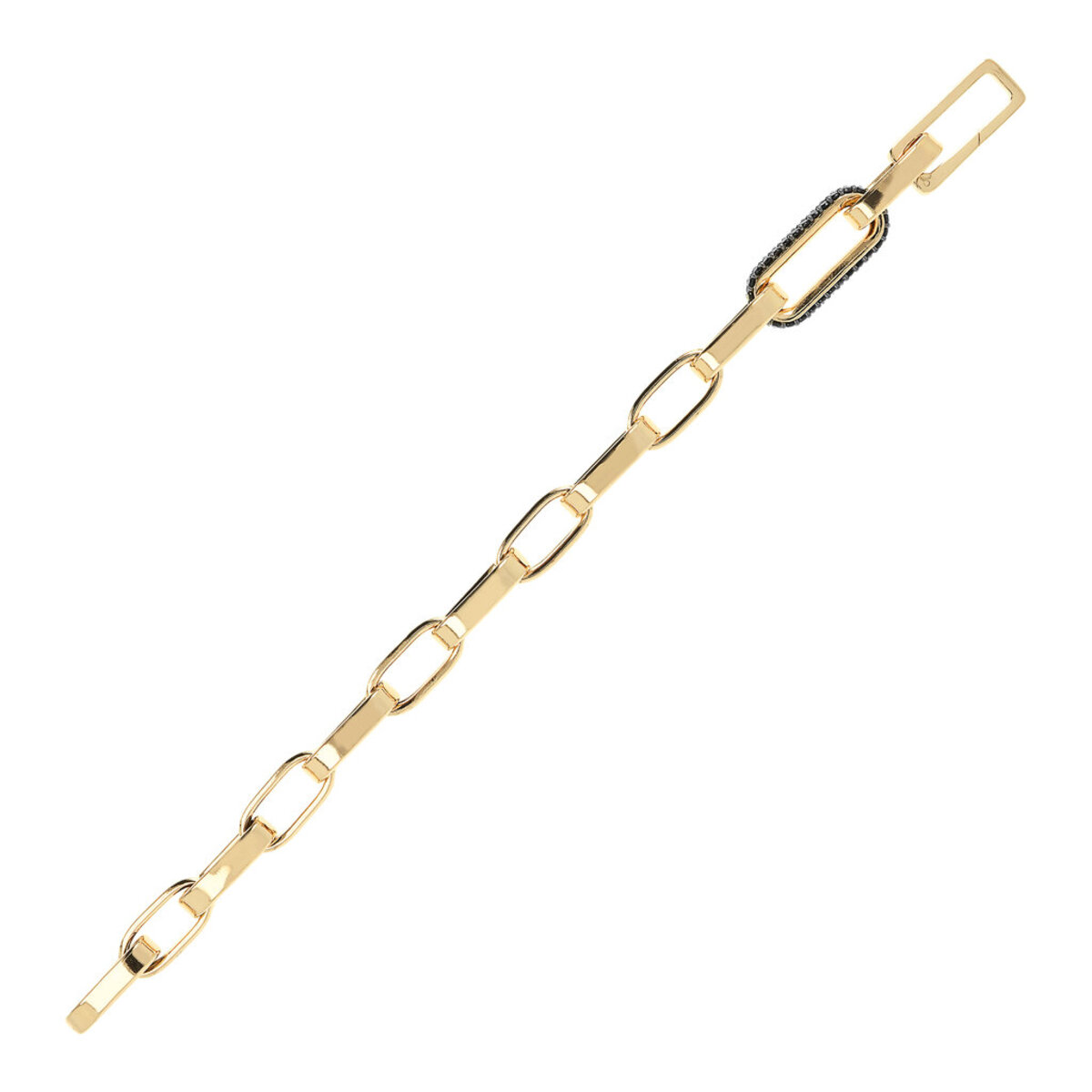 Golden Paperclip Thick Chain Bracelet with Pavé Element