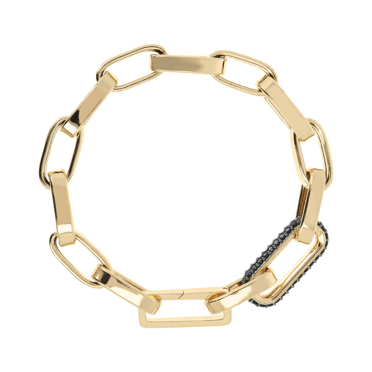 Golden Paperclip Thick Chain Bracelet with Pavé Element