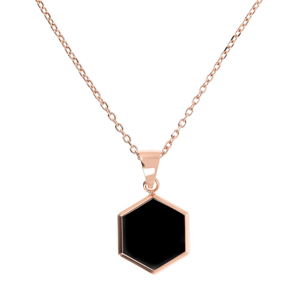 Forzatina Chain Necklace with Small Hexagon Pendant in Natural Stone