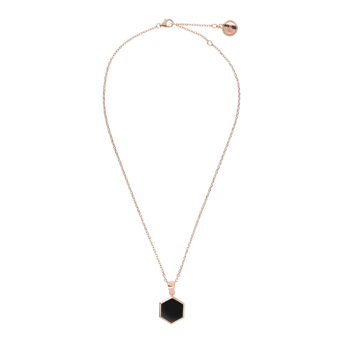 Forzatina Chain Necklace with Small Hexagon Pendant in Natural Stone
