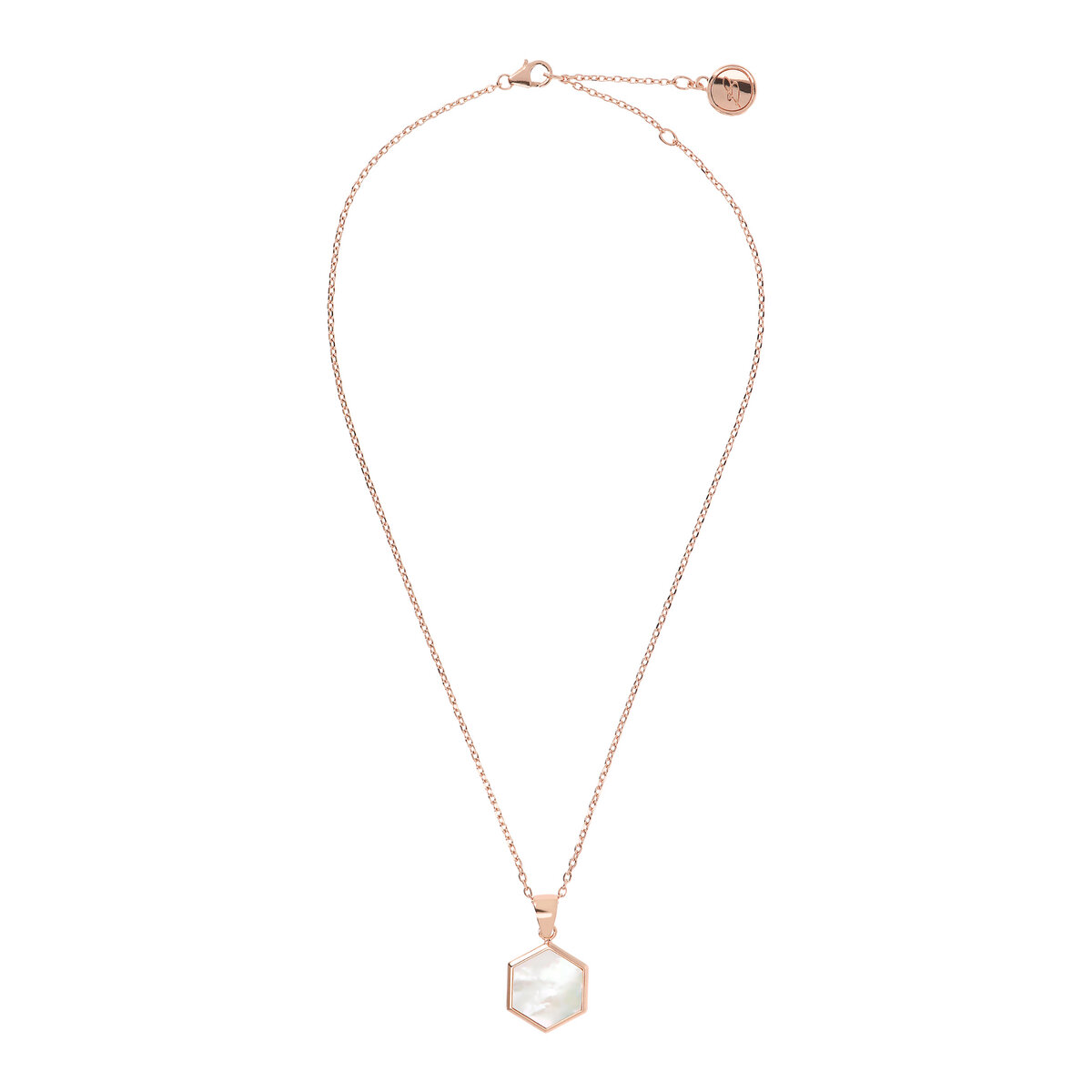 Forzatina Chain Necklace with Small Hexagon Pendant in Natural Stone