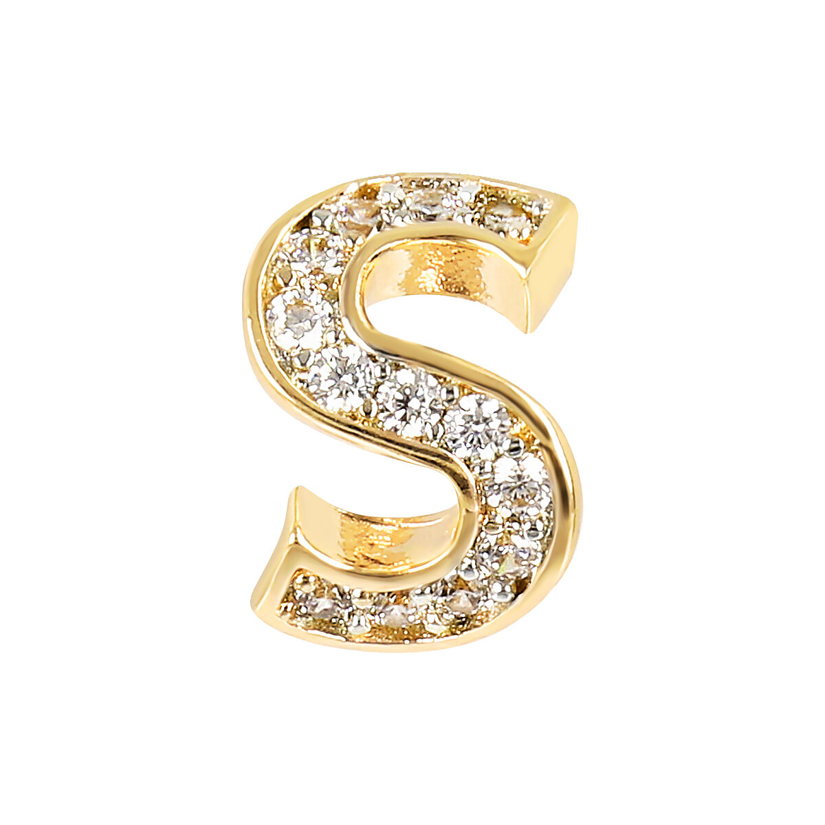 Golden Lobe Earrings with Pavé Letter in Cubic Zirconia