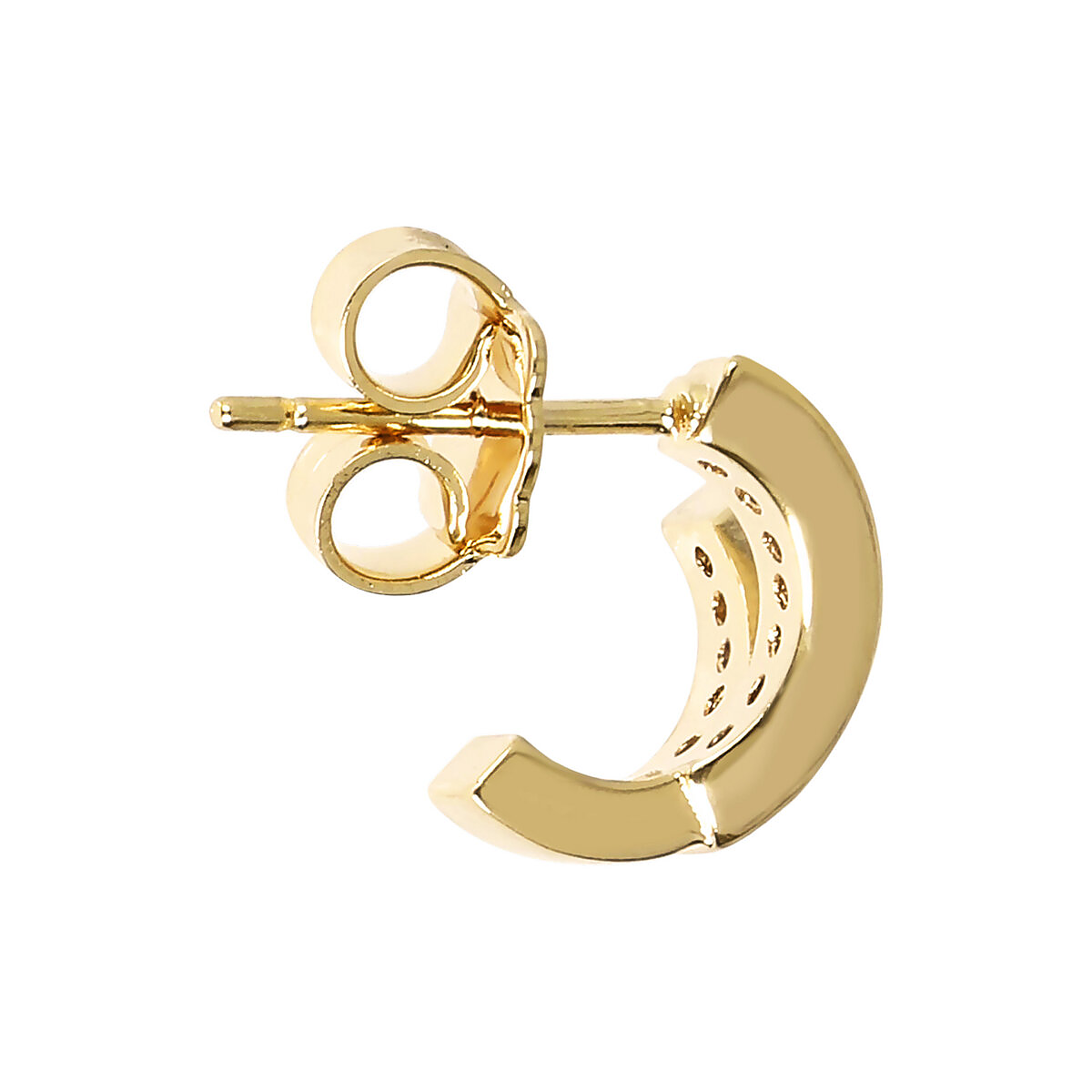 Golden Lobe Earrings with Pavé Letter in Cubic Zirconia
