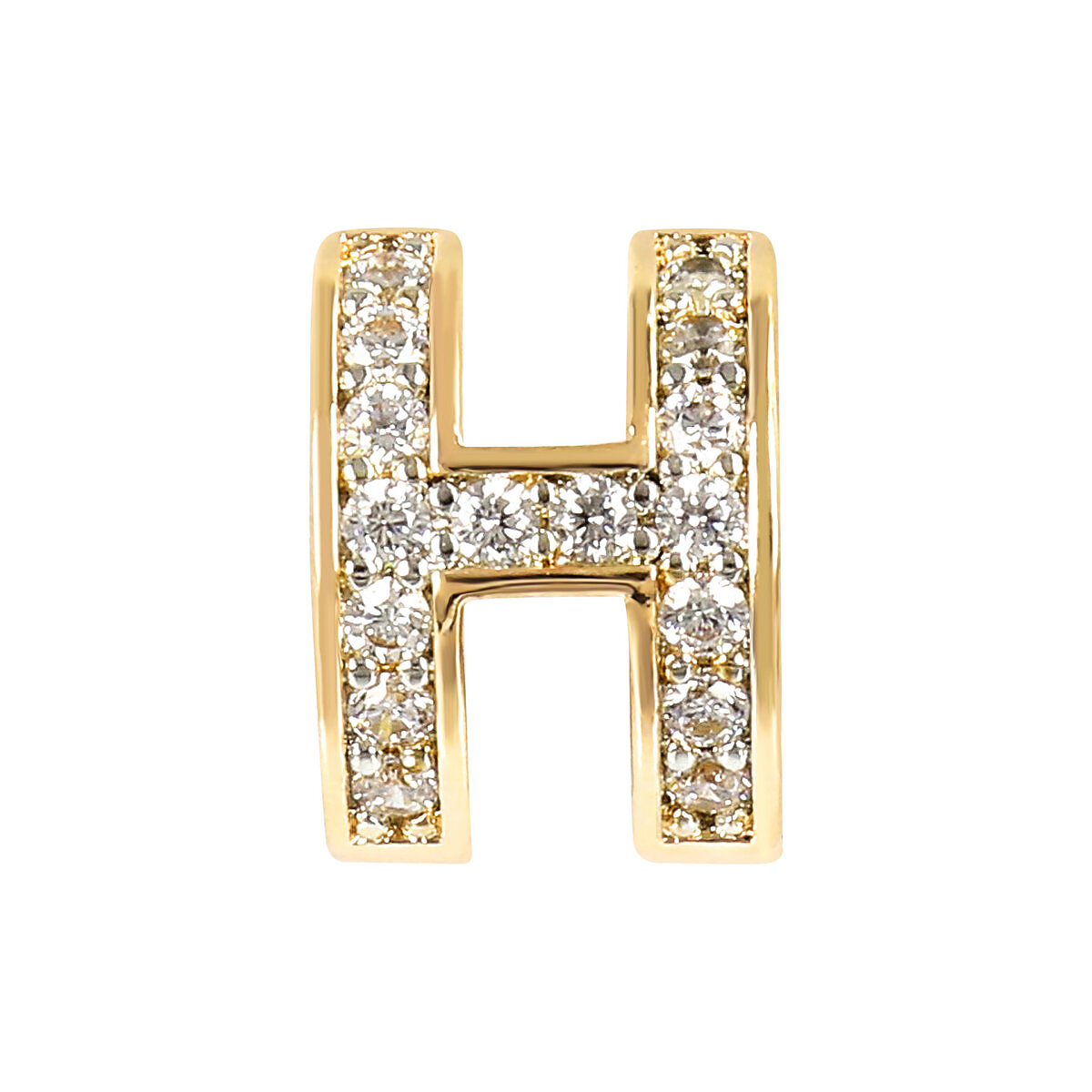 Golden Lobe Earrings with Pavé Letter in Cubic Zirconia