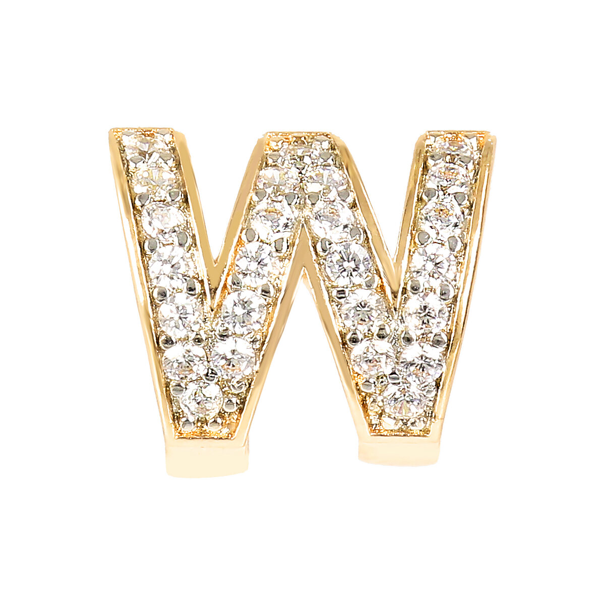 Golden Lobe Earrings with Pavé Letter in Cubic Zirconia