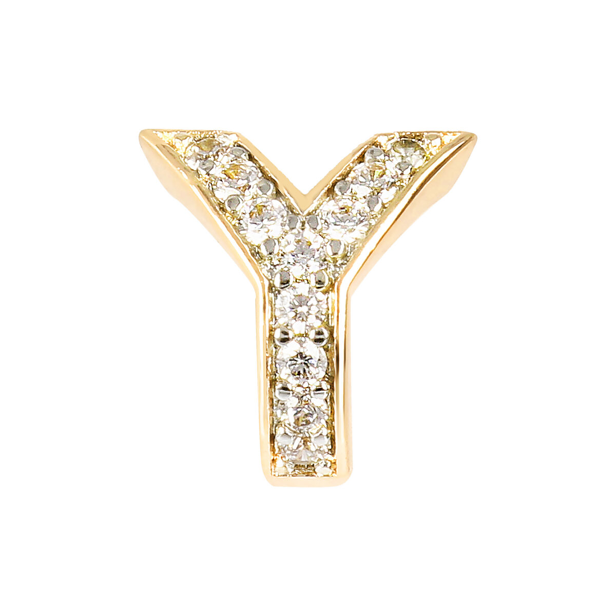 Golden Lobe Earrings with Pavé Letter in Cubic Zirconia
