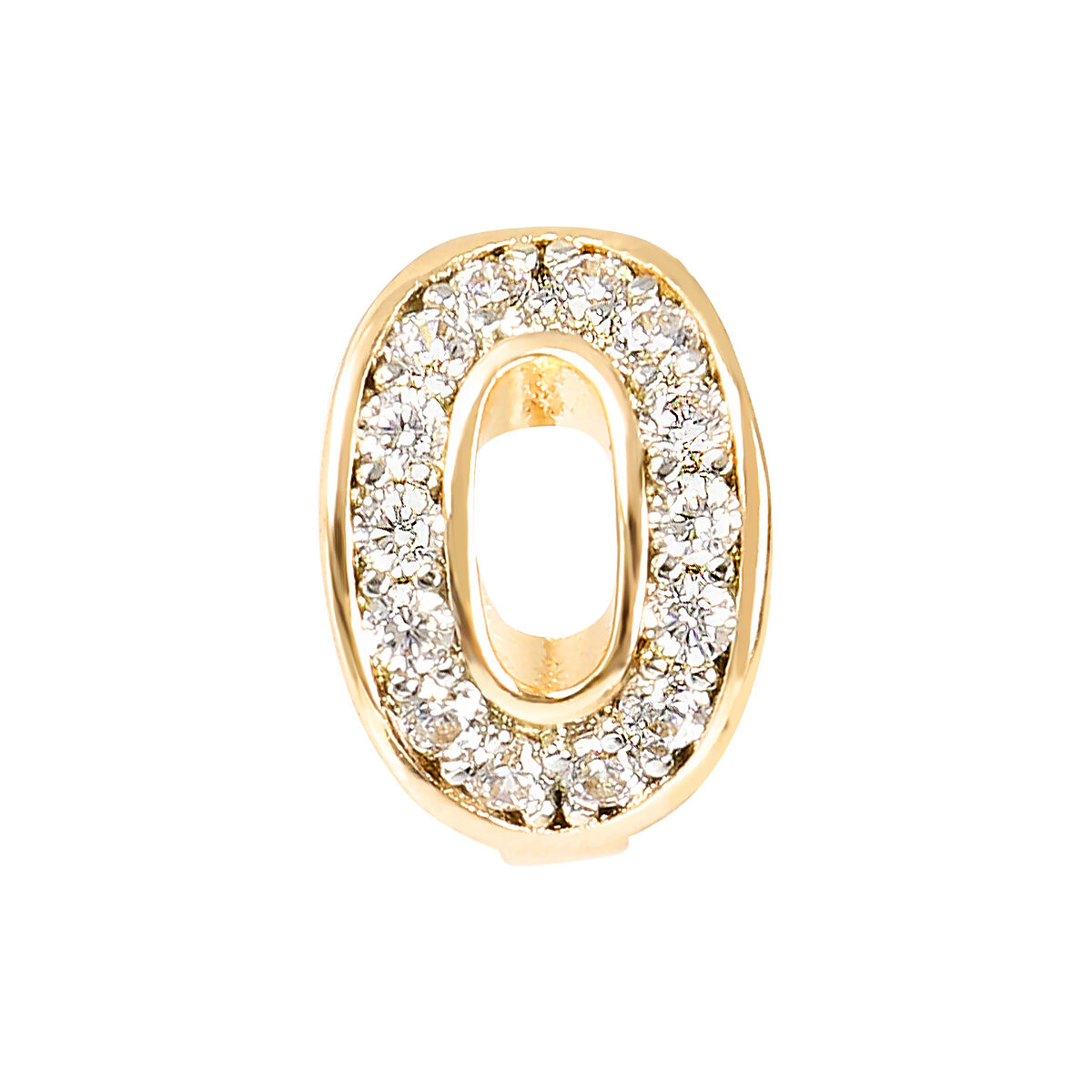 Golden Lobe Earrings with Pavé Letter in Cubic Zirconia