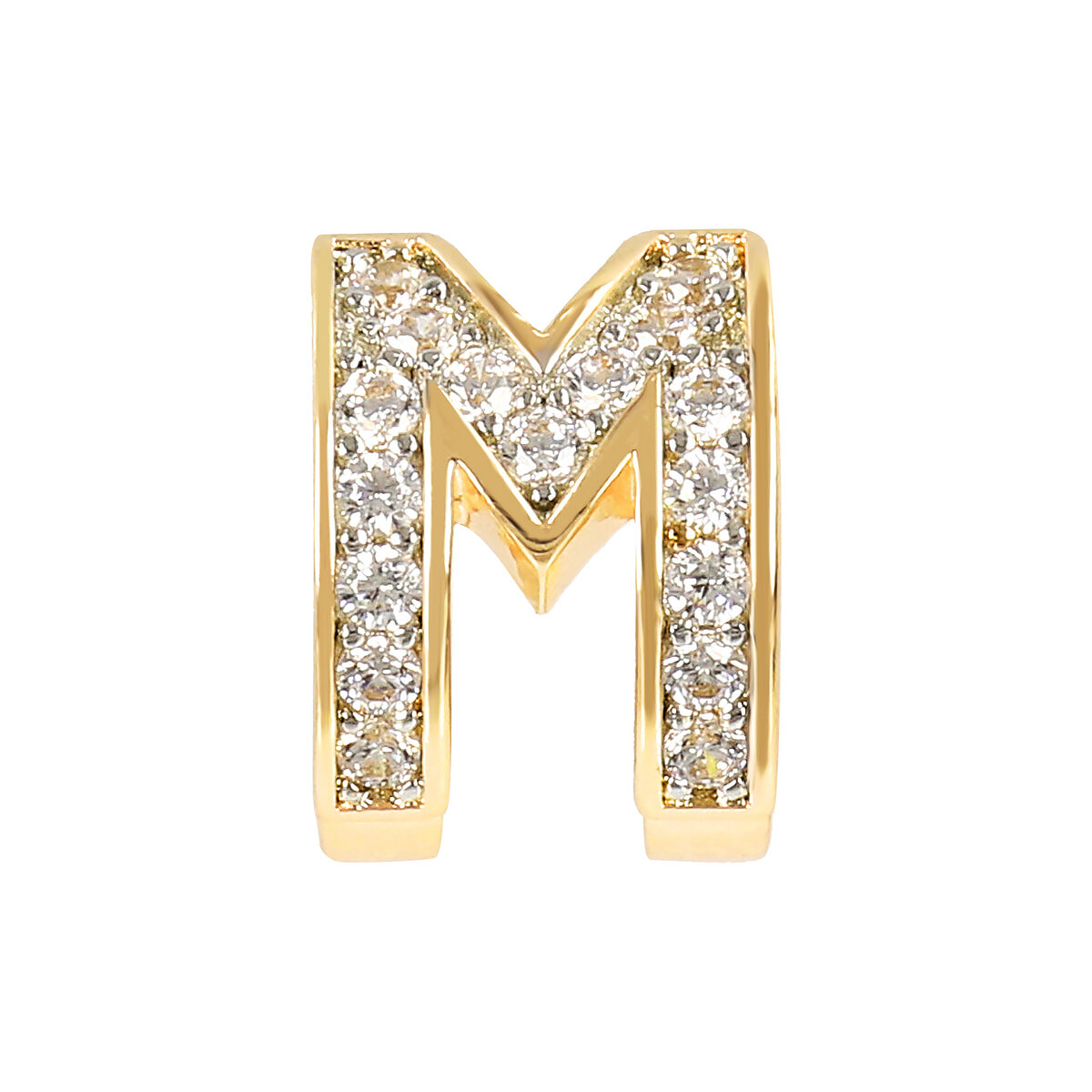 Golden Lobe Earrings with Pavé Letter in Cubic Zirconia