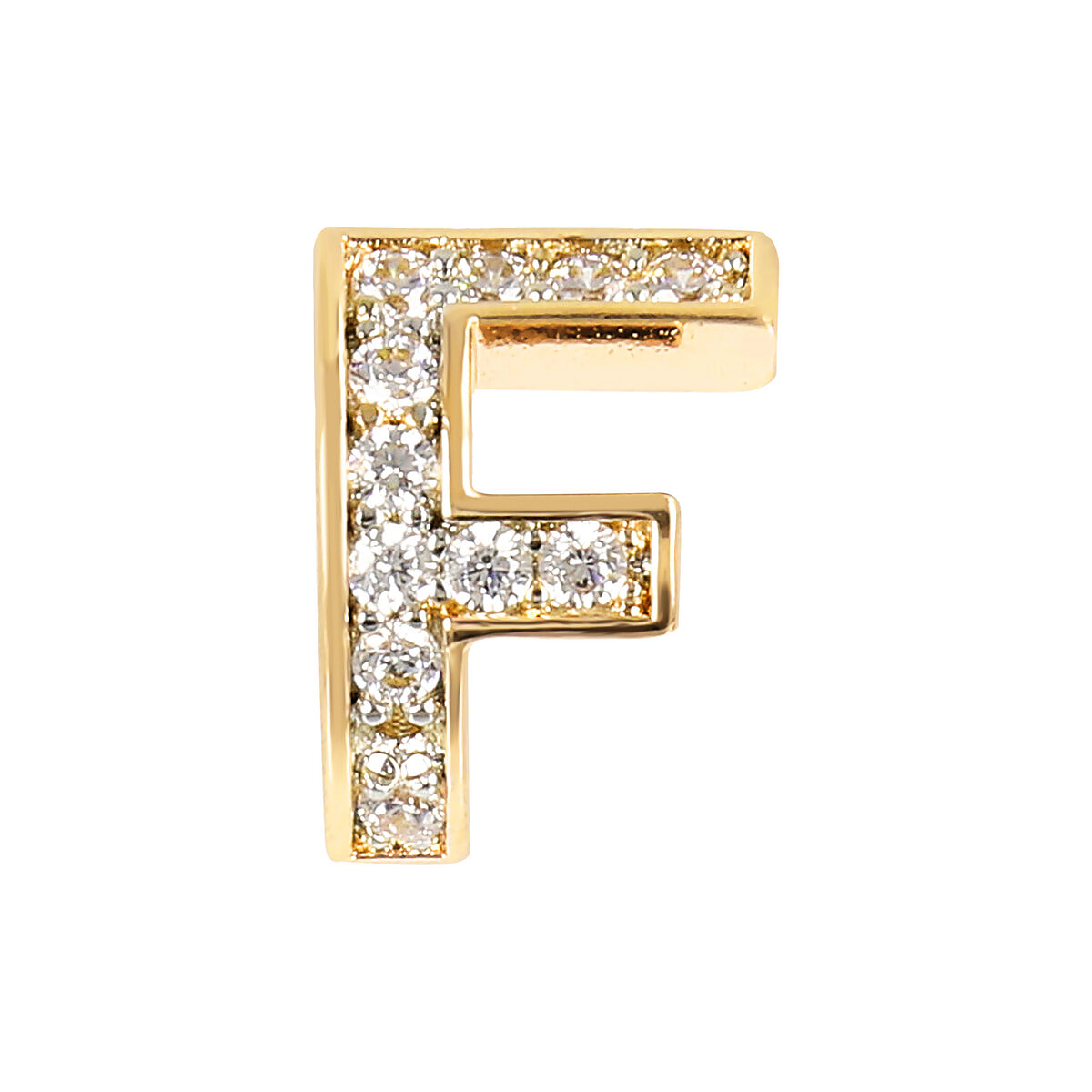 Golden Lobe Earrings with Pavé Letter in Cubic Zirconia