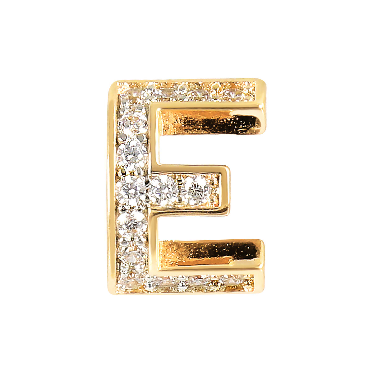 Golden Lobe Earrings with Pavé Letter in Cubic Zirconia