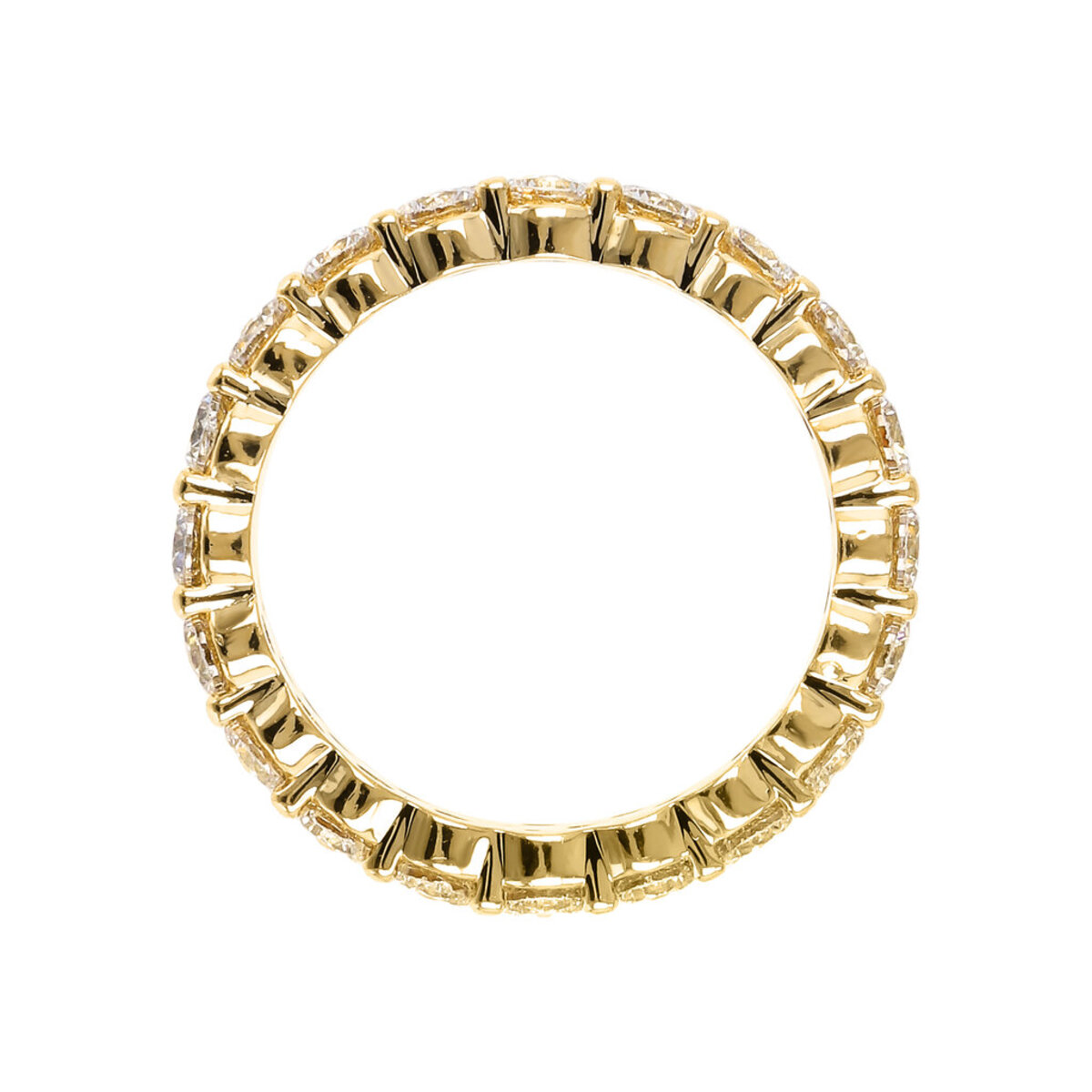 Golden Ring with Three Rows of Golden Cubic Zirconia