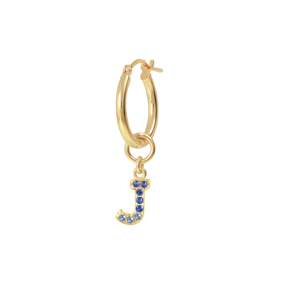 Golden Pendant Earring with Pavé Letter in Cubic Zirconia