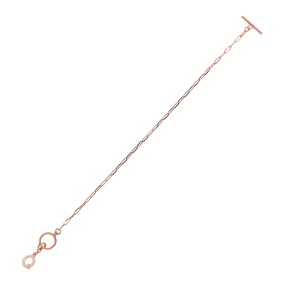 Forzatina Chain Bracelet with Pavé Letter Pendant in Cubic Zirconia