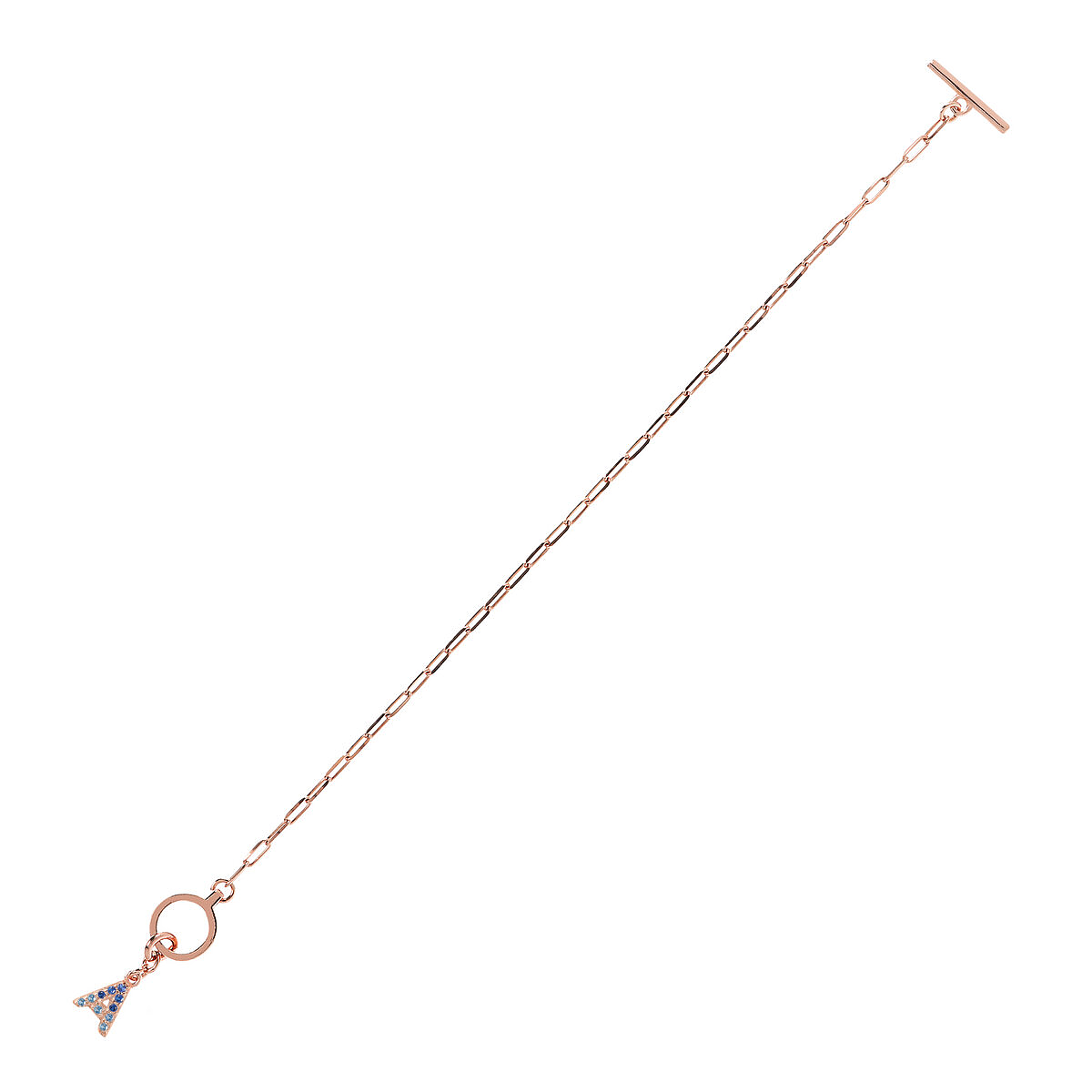 Forzatina Chain Bracelet with Pavé Letter Pendant in Cubic Zirconia