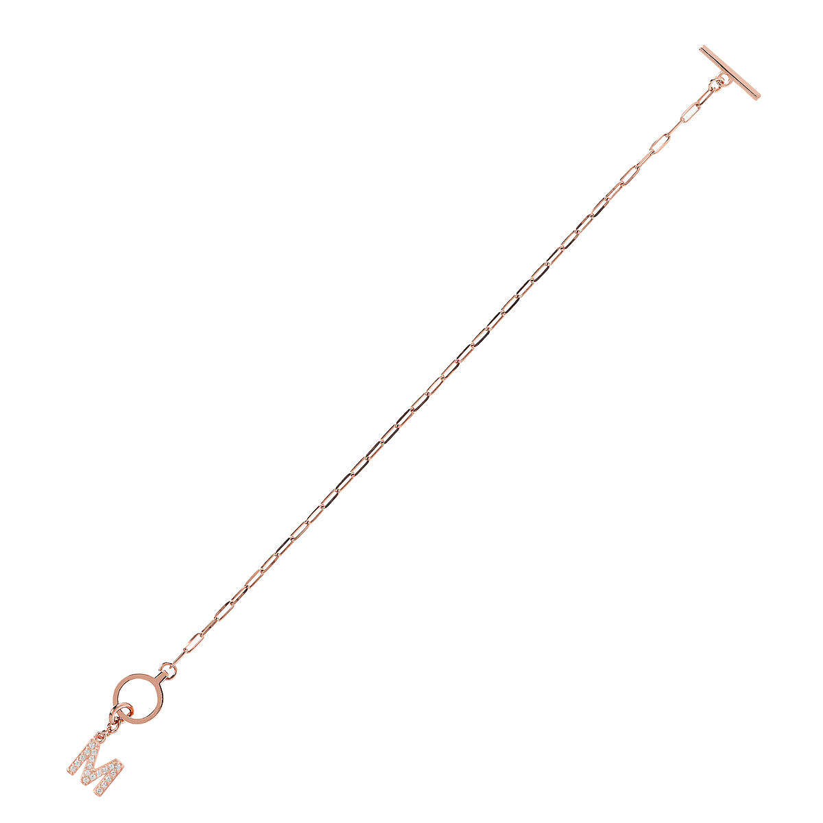 Forzatina Chain Bracelet with Pavé Letter Pendant in Cubic Zirconia