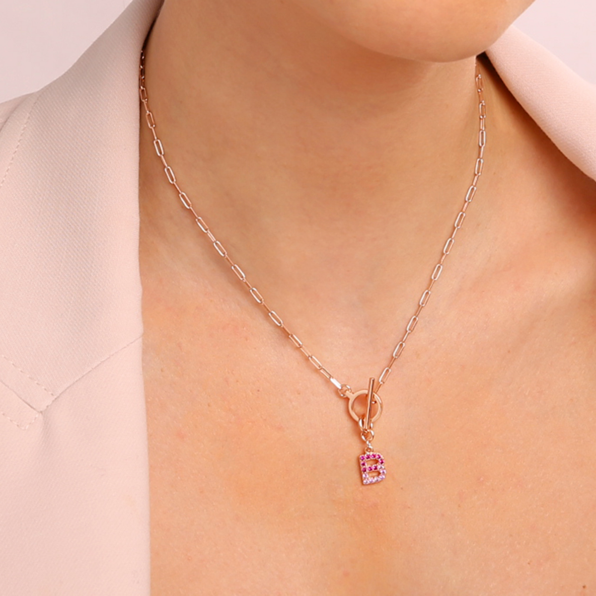 Forzatina Chain Necklace with Pavé Letter Pendant