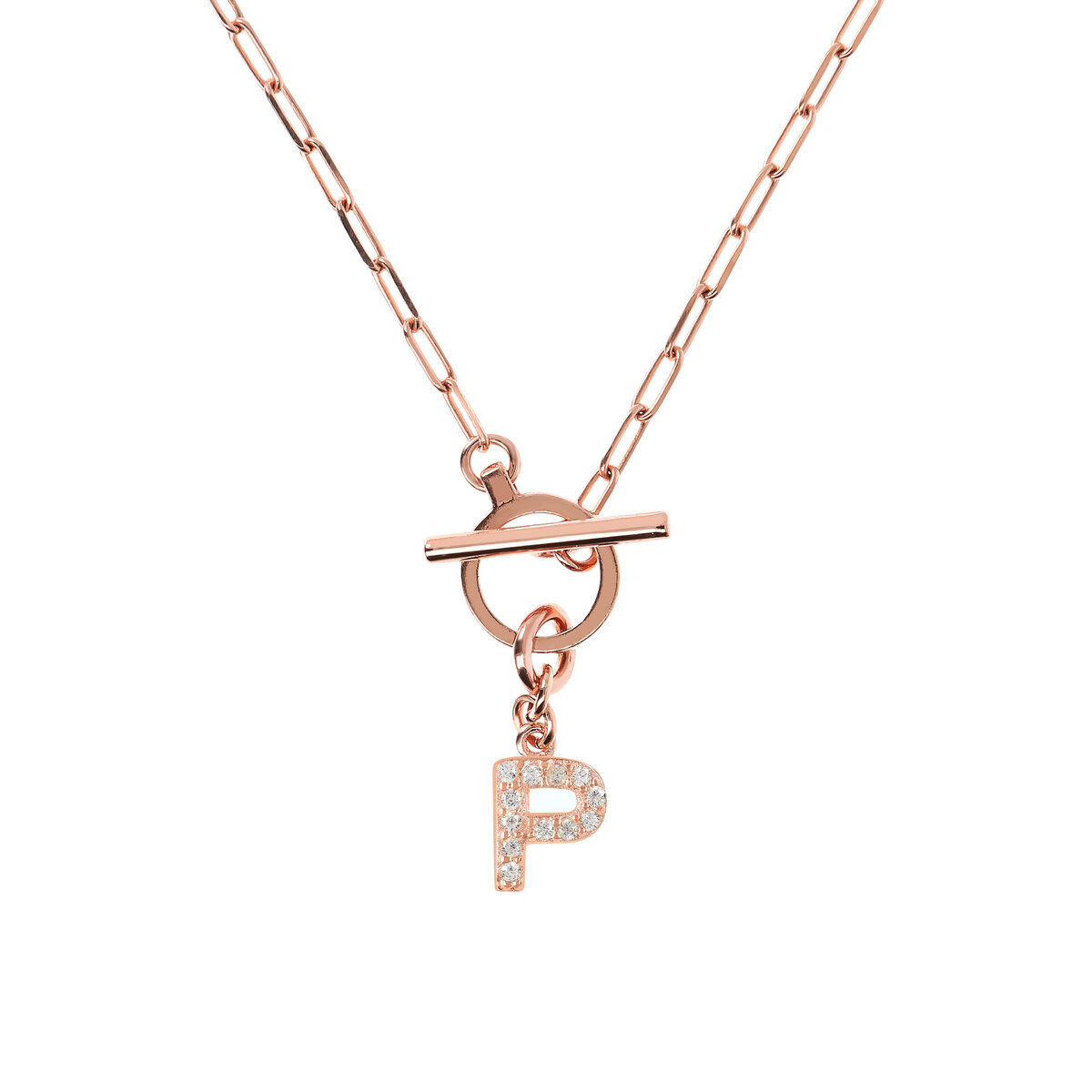 Forzatina Chain Necklace with Pavé Letter Pendant