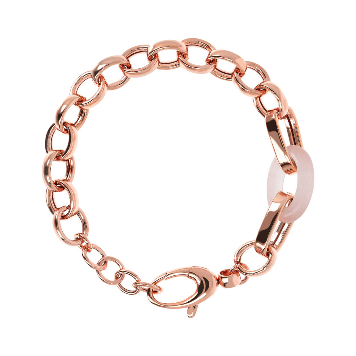 Bracelet with Rolo Chain and Oval Element in Natural Stone