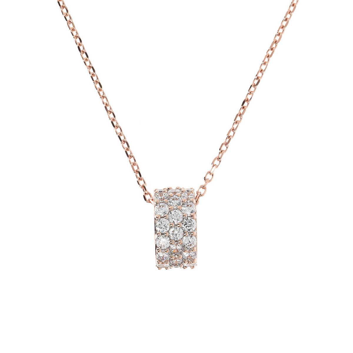 Forzatina Chain Necklace with Pavé Pendant in Black Spinel or Cubic Zirconia