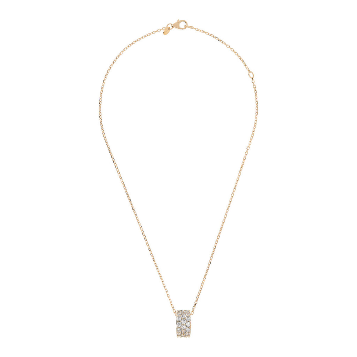 Forzatina Chain Necklace with Pavé Pendant in Black Spinel or Cubic Zirconia