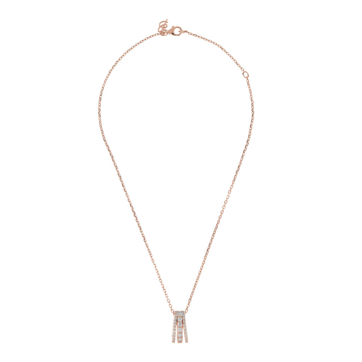 Forzatina Chain Necklace with Triple Strand Pavé Pendant in Cubic Zirconia