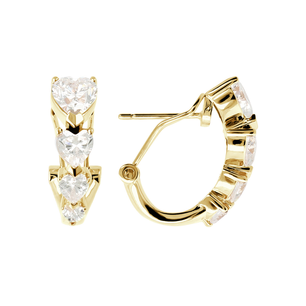Four Hearts Earrings in Golden Cubic Zirconia