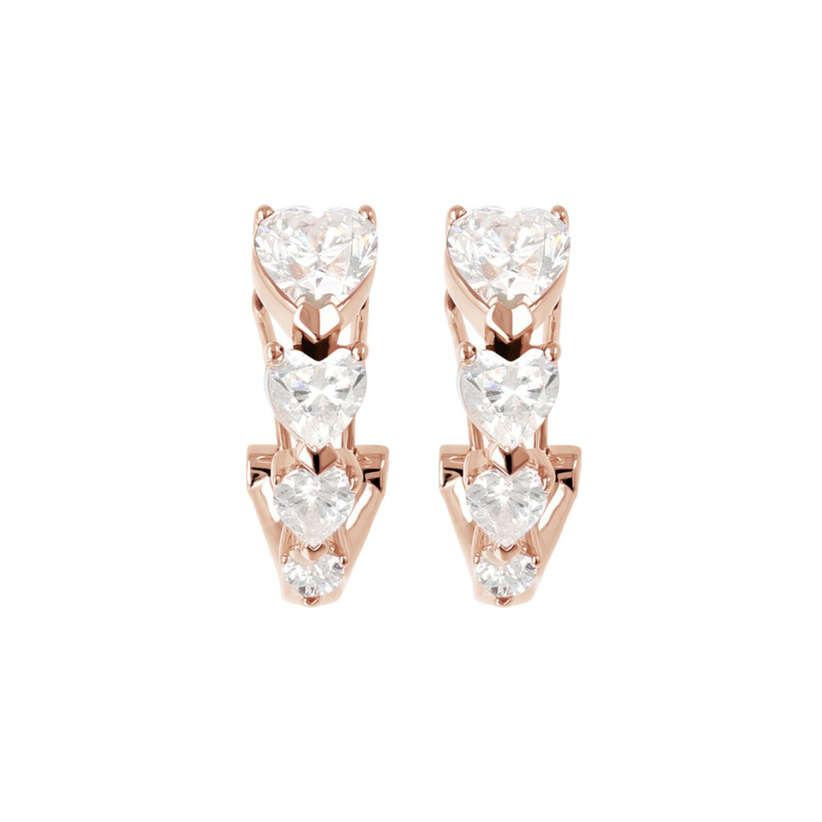 Four Graduated Hearts Earrings in Cubic Zirconia