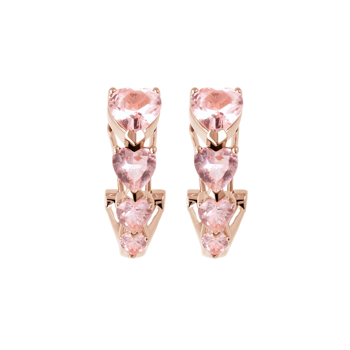 Four Graduated Hearts Earrings in Cubic Zirconia
