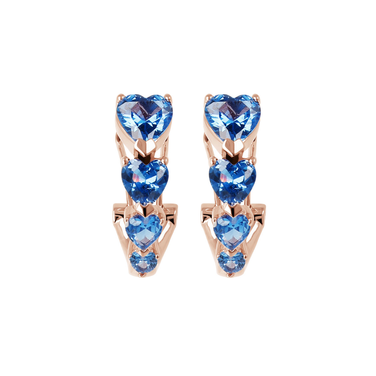 Four Graduated Hearts Earrings in Cubic Zirconia
