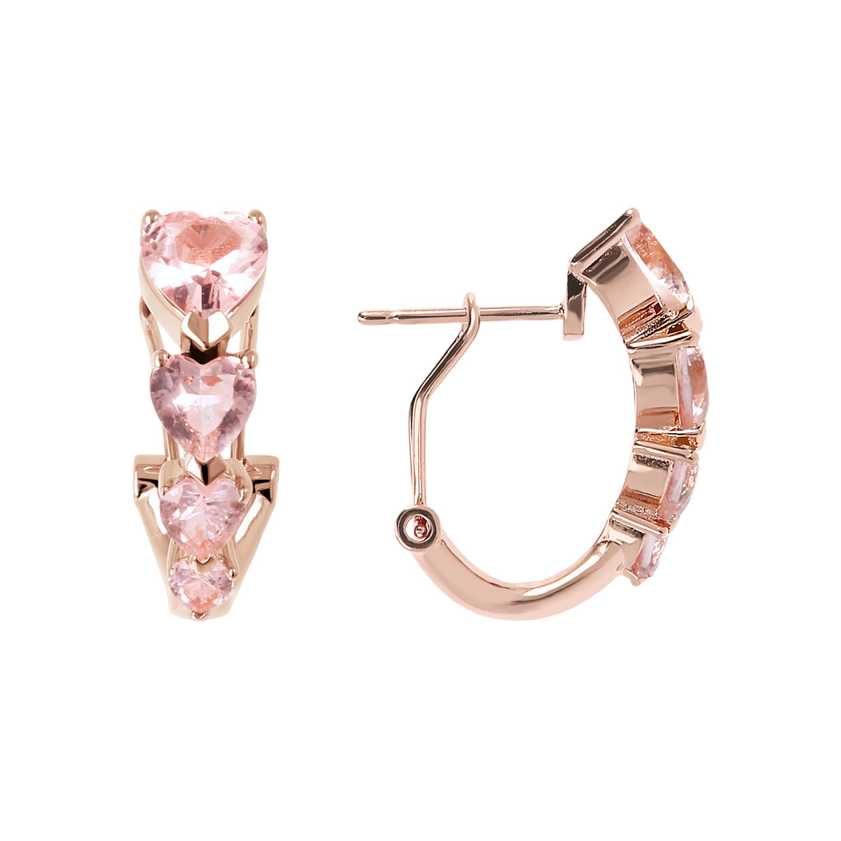 Four Graduated Hearts Earrings in Cubic Zirconia