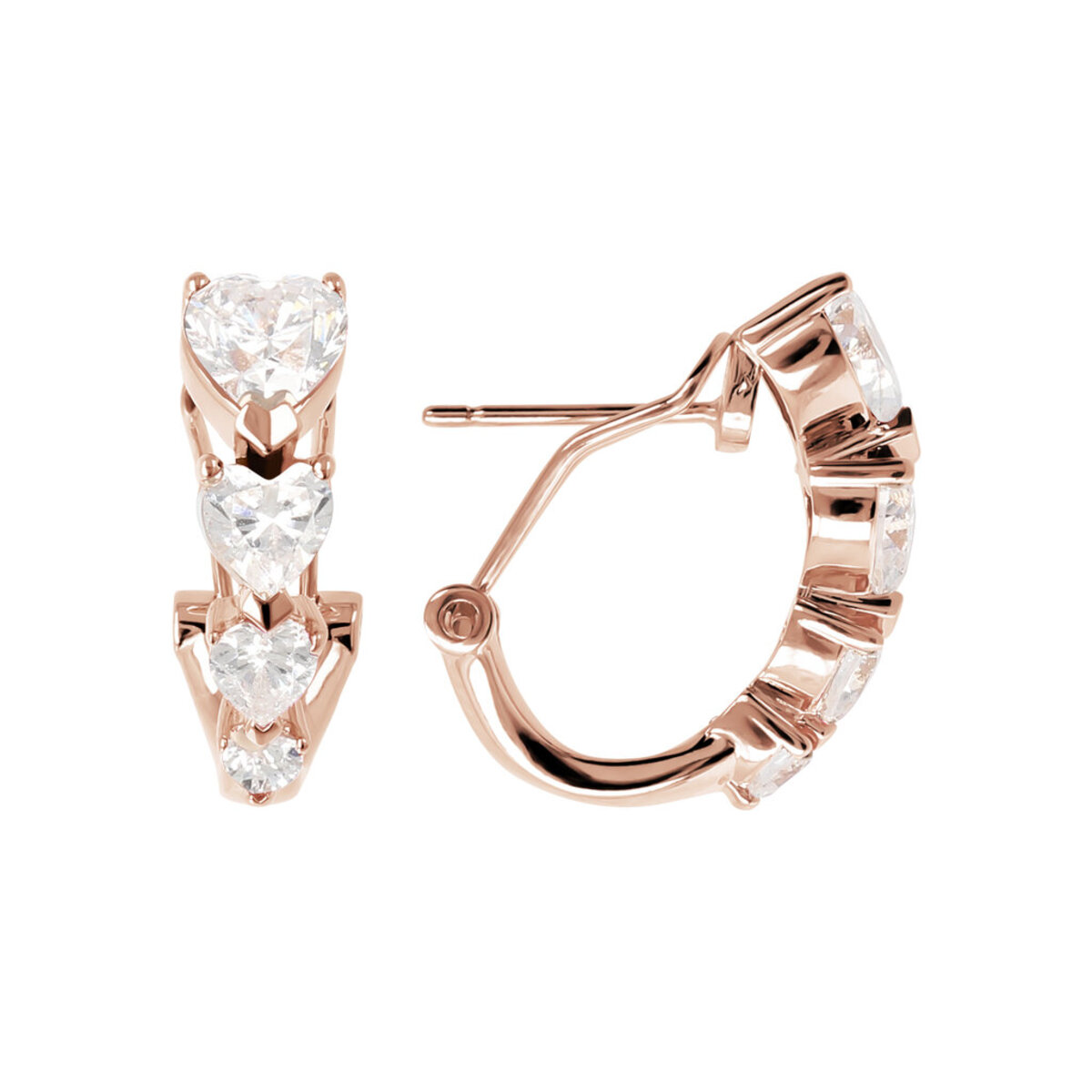 Four Graduated Hearts Earrings in Cubic Zirconia