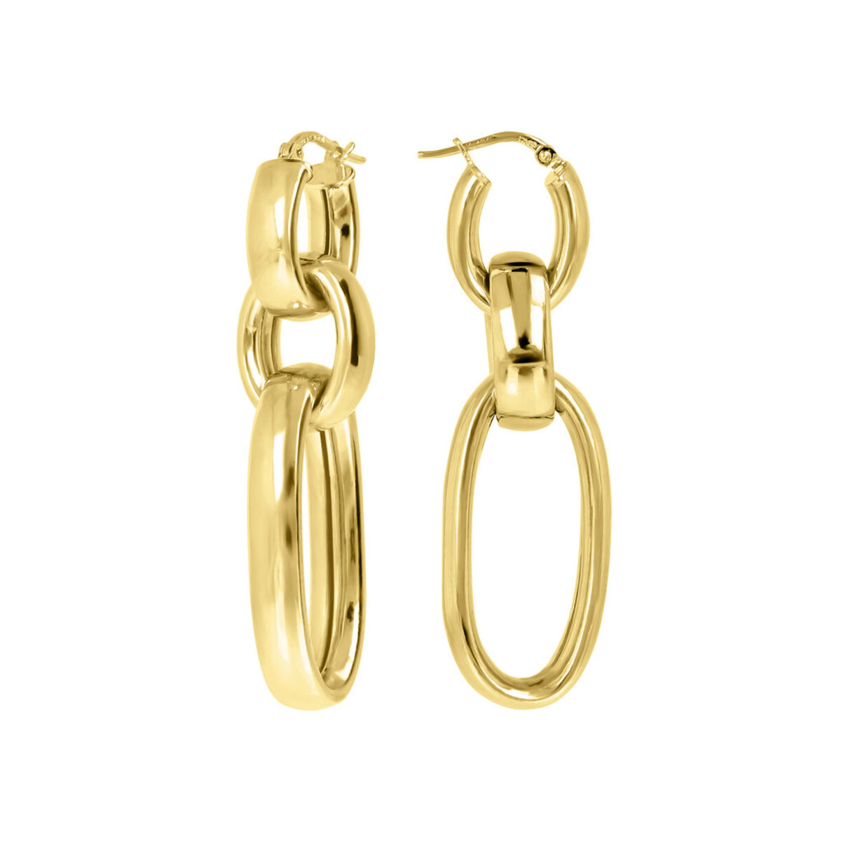Golden Pendant Earrings with Maxi Links