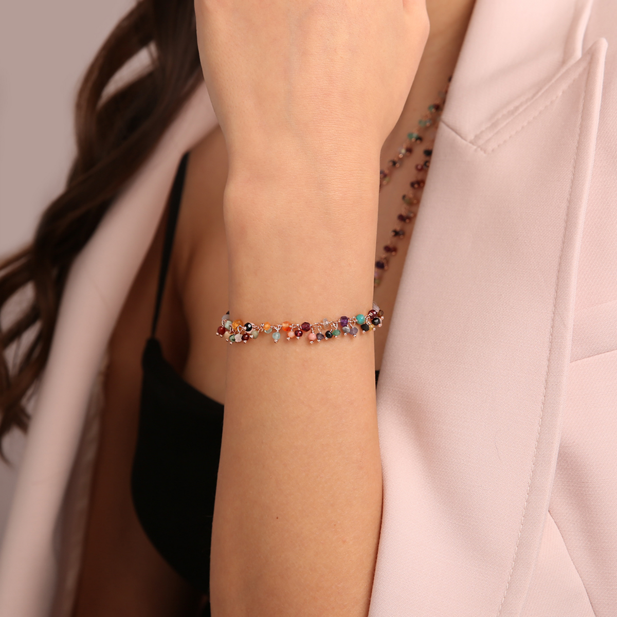Bracelet with Small Charms in Multicolor Quartz
