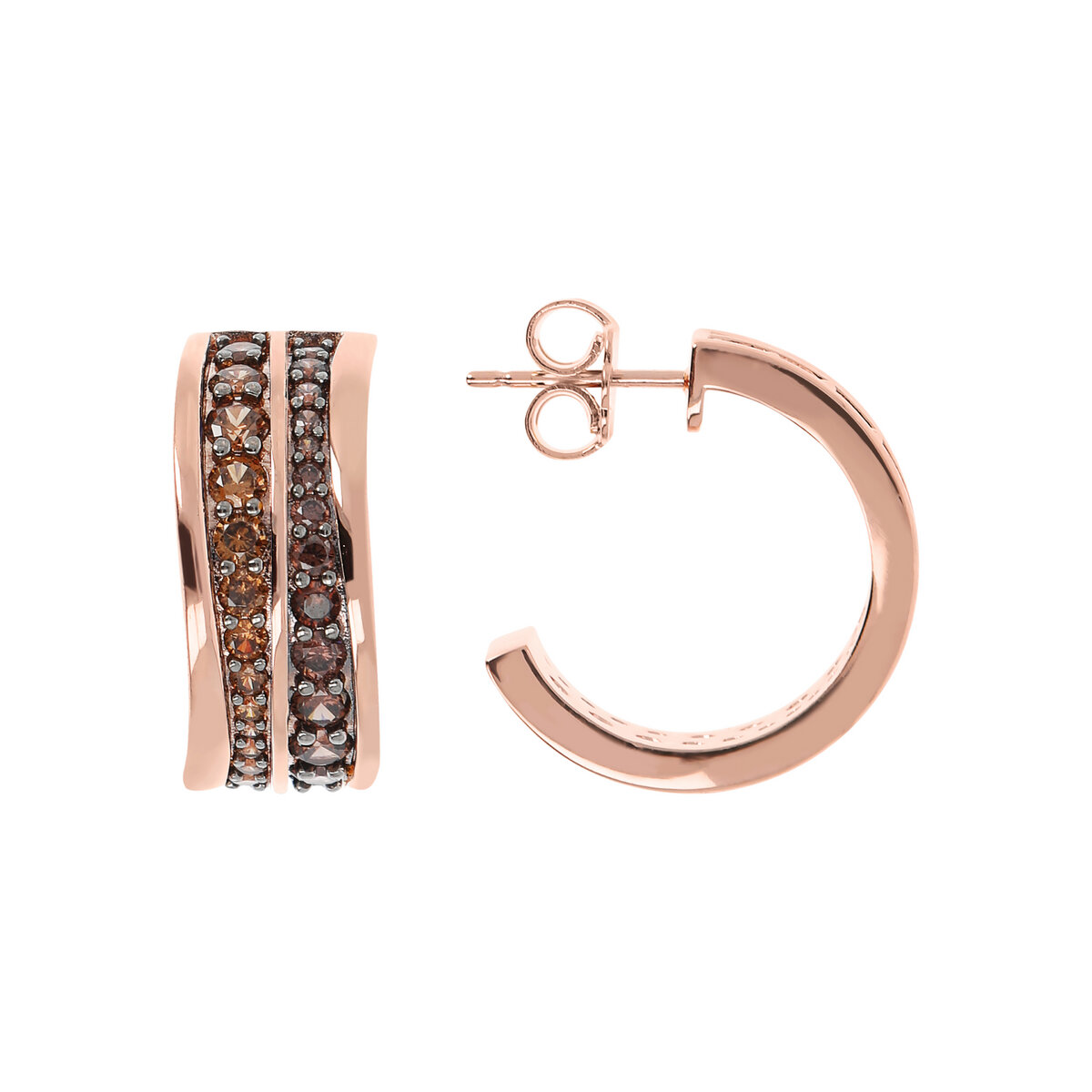 Double Wave Hoop Earrings in Cubic Zirconia