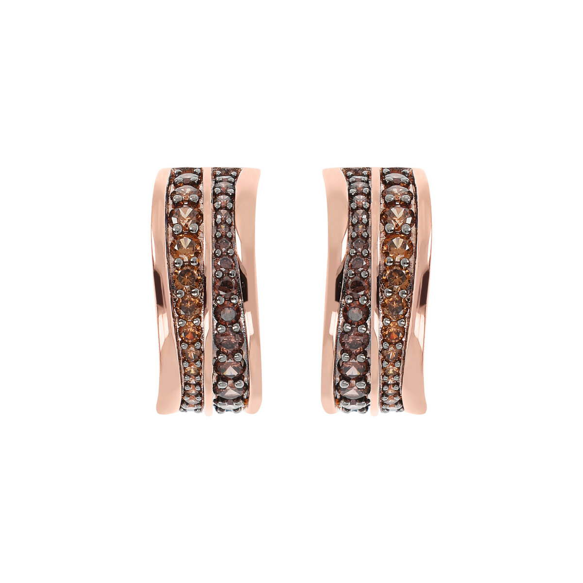 Double Wave Hoop Earrings in Cubic Zirconia