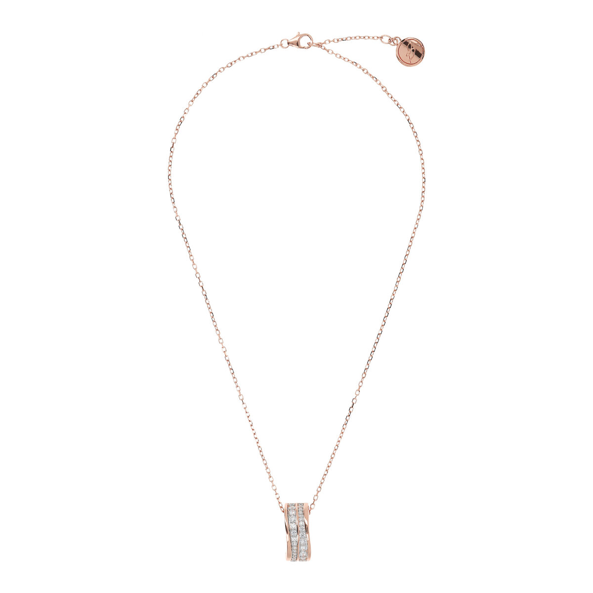 Forzatina Chain Necklace with Cubic Zirconia Double Wave Pendant