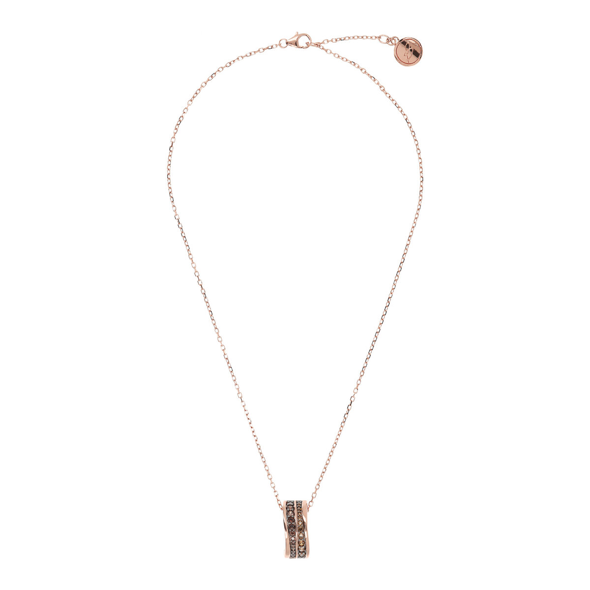 Forzatina Chain Necklace with Cubic Zirconia Double Wave Pendant