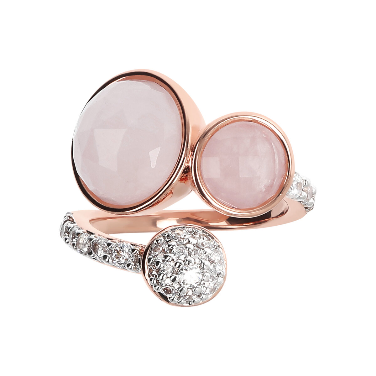 Contrarié Ring with Round Natural Stones and Pavé