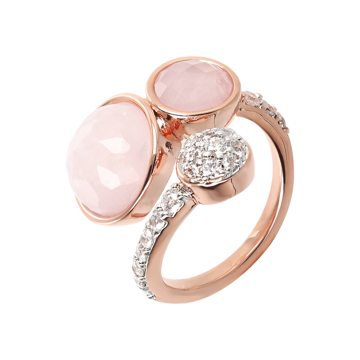 Contrarié Ring with Round Natural Stones and Pavé