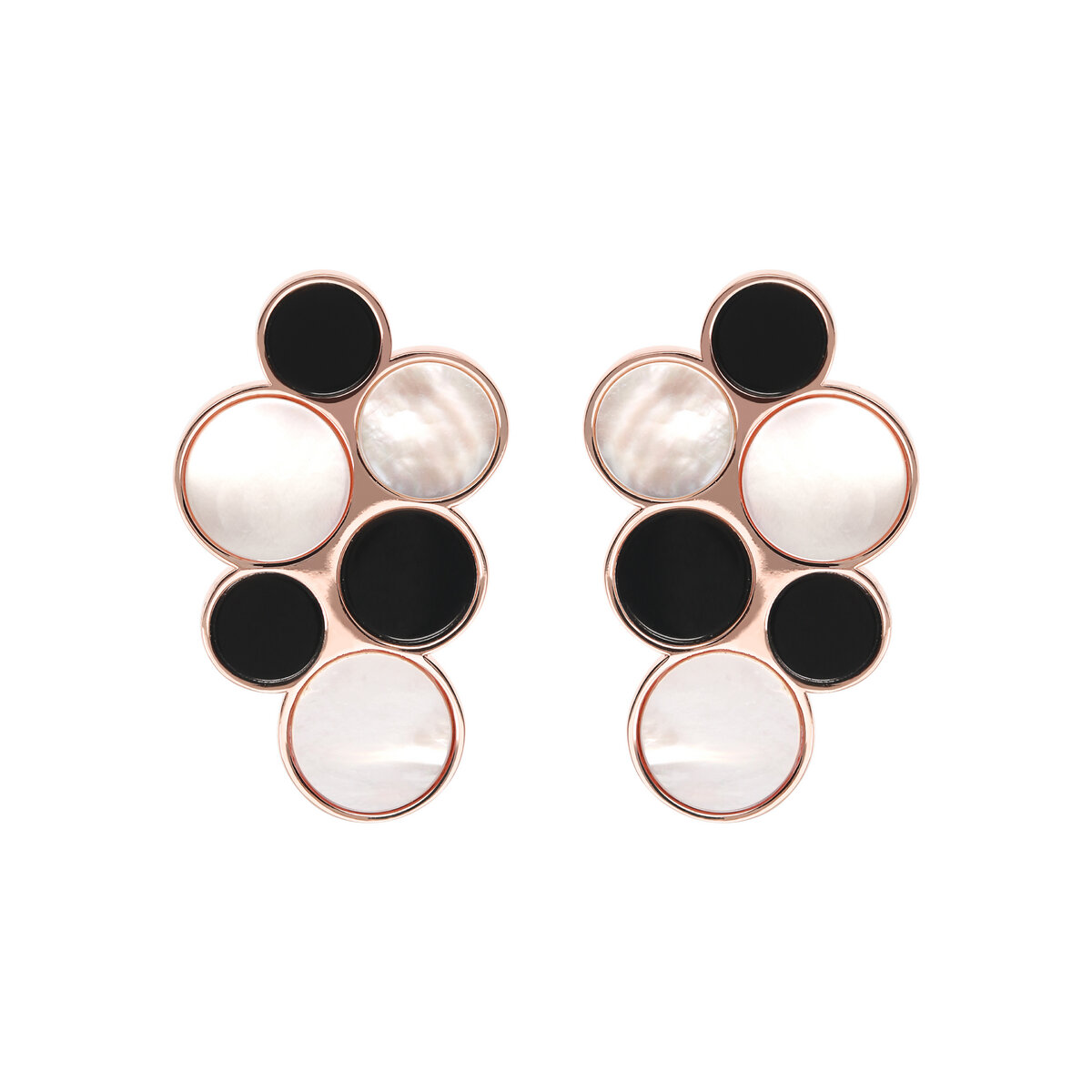 Cluster Earrings in Mother of Pearl and Natural Stones