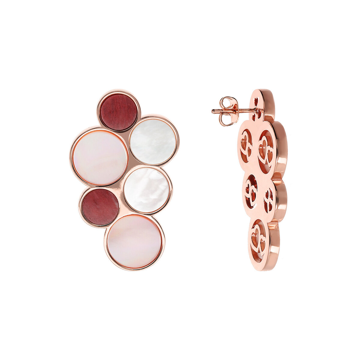 Cluster Earrings in Mother of Pearl and Natural Stones