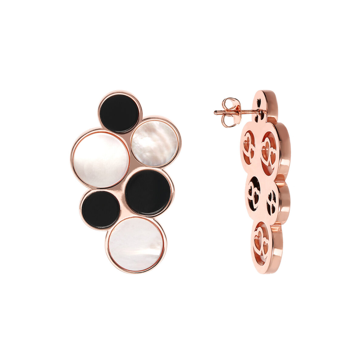 Cluster Earrings in Mother of Pearl and Natural Stones