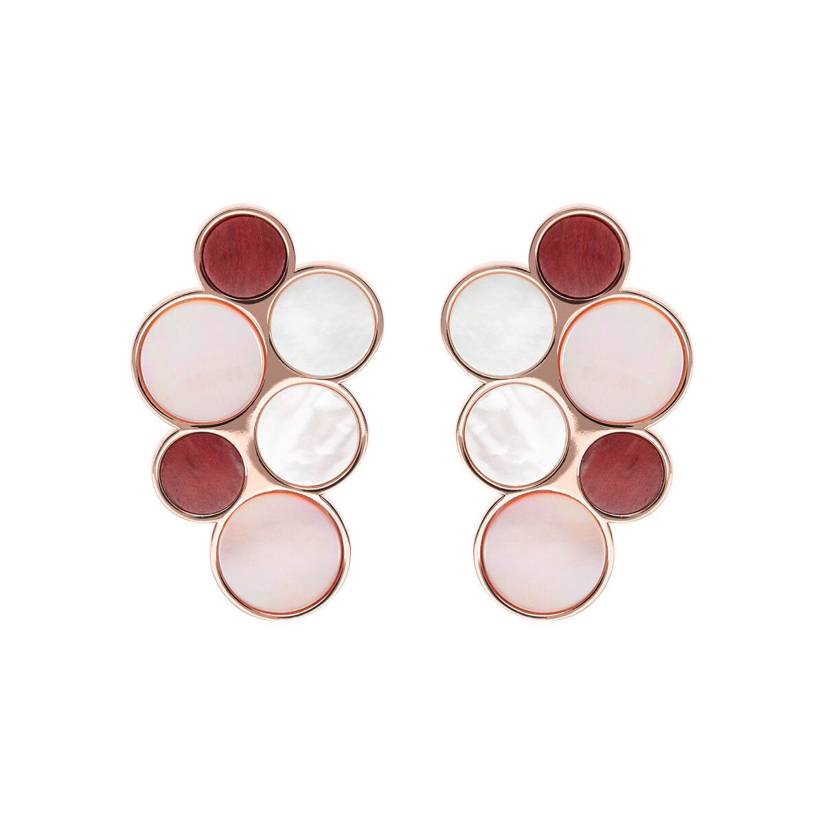 Cluster Earrings in Mother of Pearl and Natural Stones