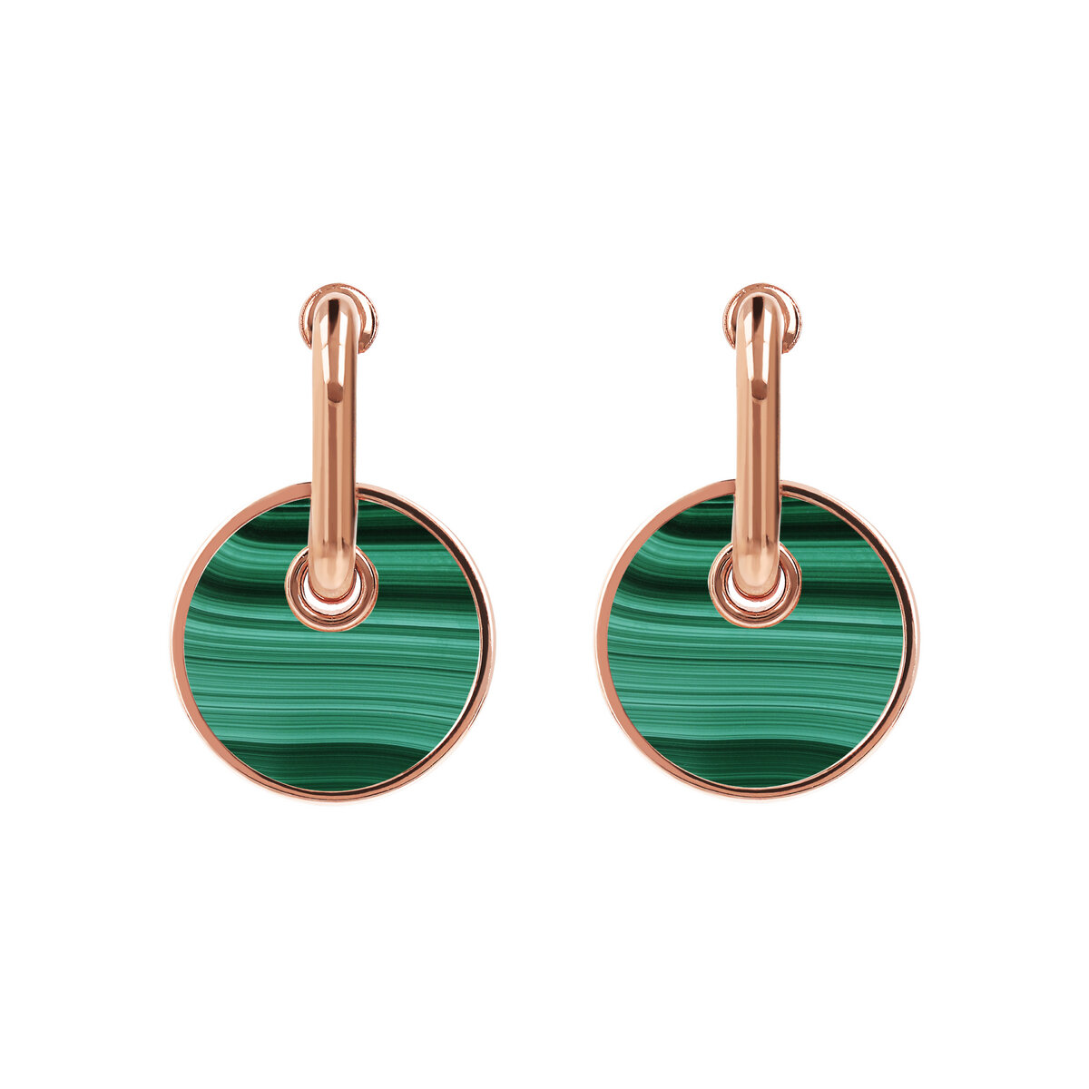 Earrings with Button Pendant in Flat Natural Stone