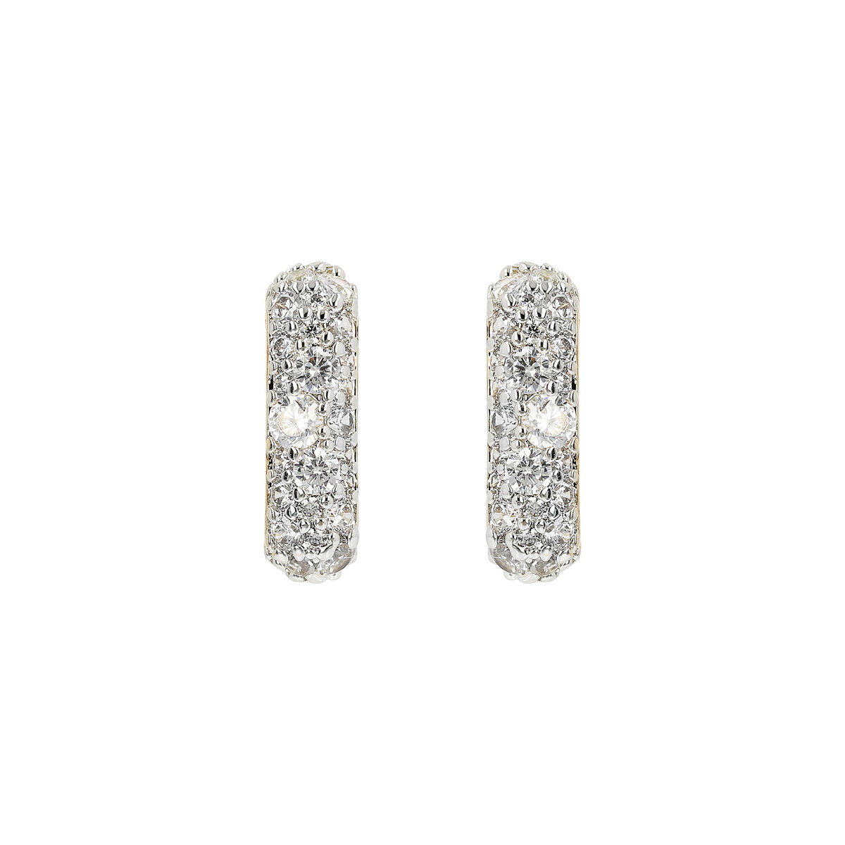 Golden Square Cubic Zirconia-Pavé Stud Earrings