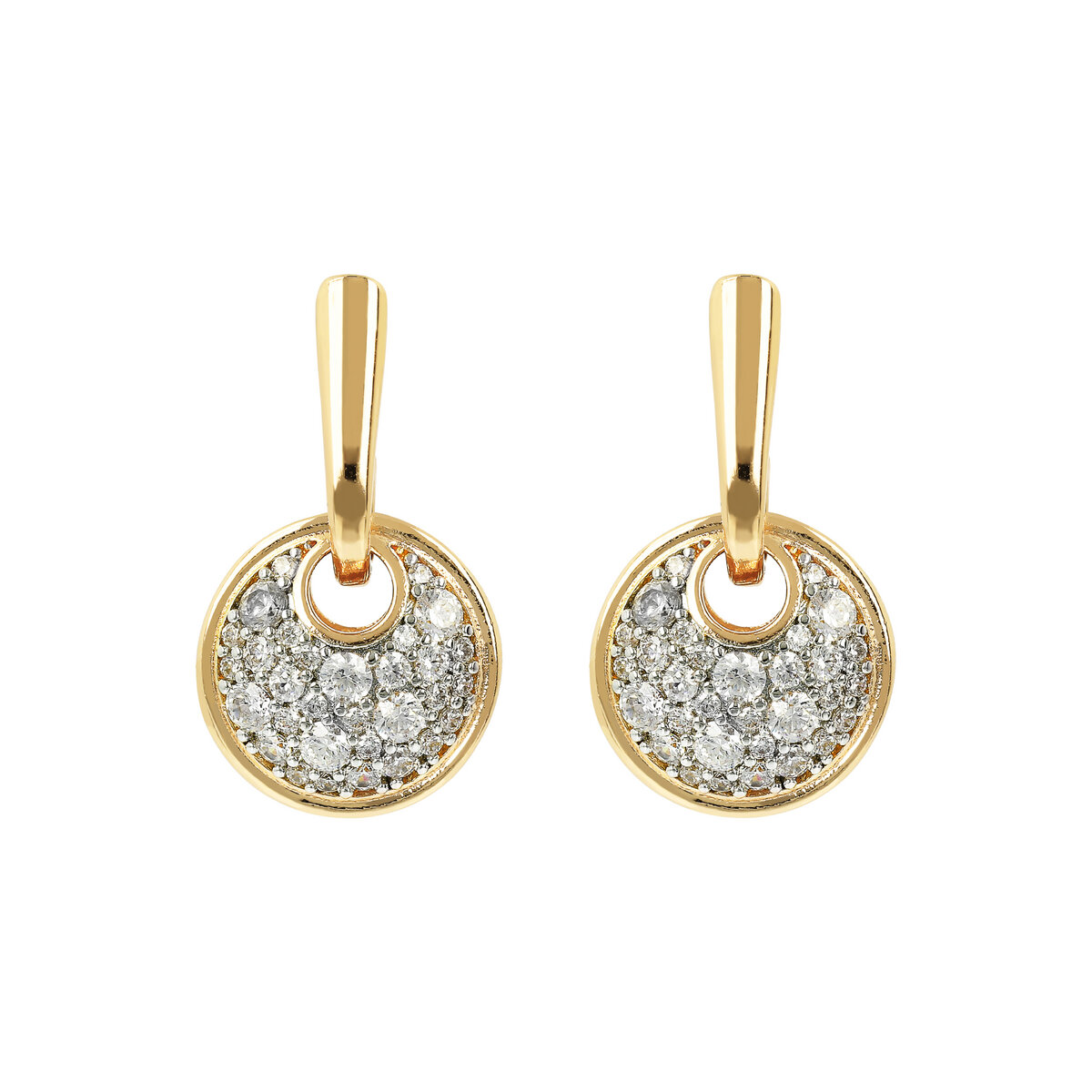 BRONZALLURE GOLDEN-EARRING WITH CIRCLE PENDANT MIXED PAVE CZ