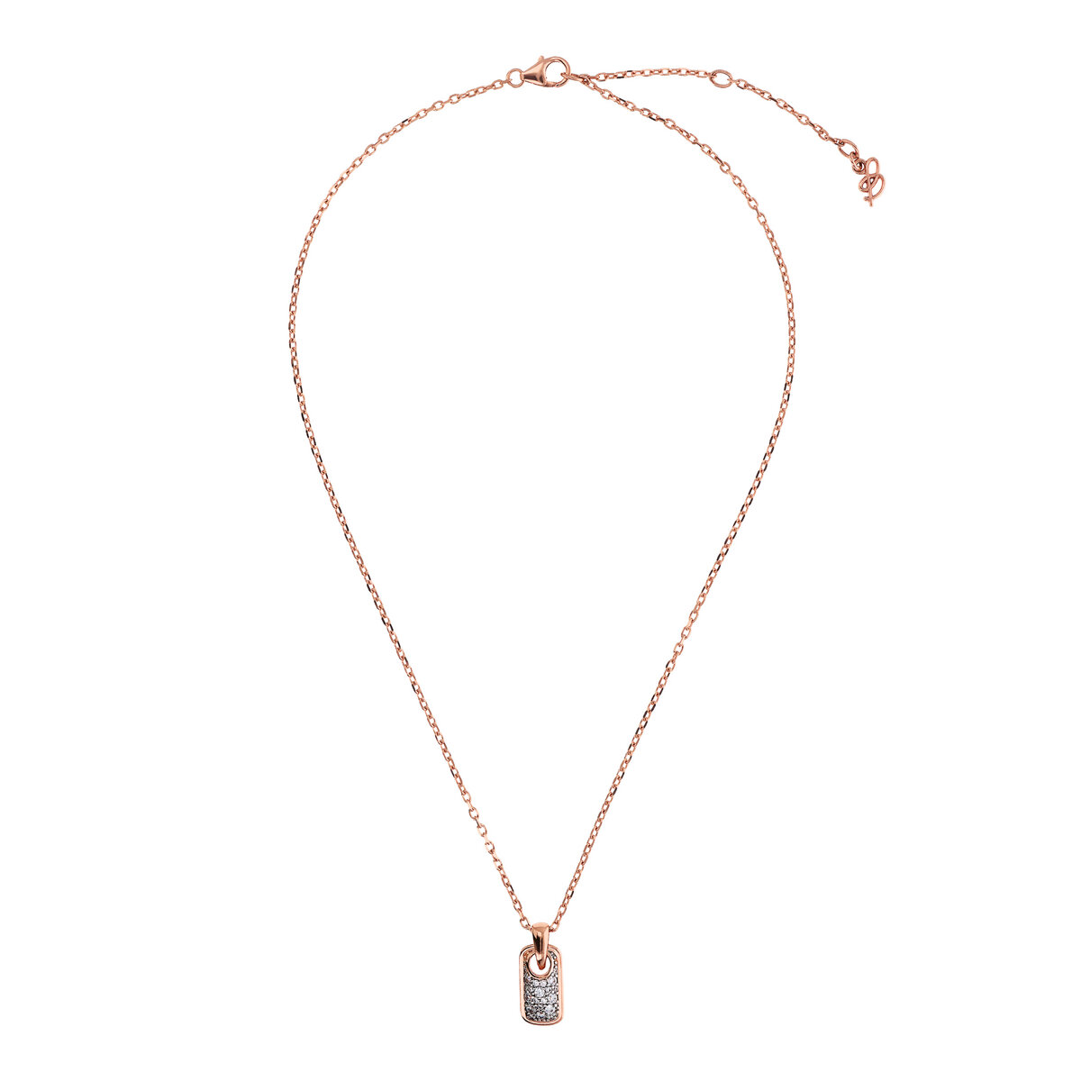 Forzatina Chain Necklace with Pavé Rectangular Element in Cubic Zirconia
